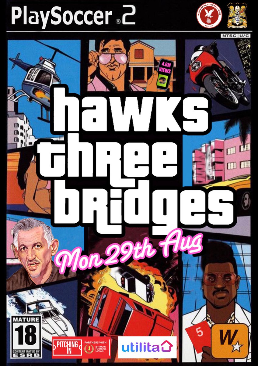 inmyroomcouk's tweet photo. I had forgotten about this match poster I did for Whitehawk FC โฆ@HawksFCOfficialโฉ earlier this season with โฆ@GaryLinekerโฉ starring - because his tweet of the highlights of this previous fixture made us go viral #4.9m #standwithlineker https://t.co/wl9ao73FGD