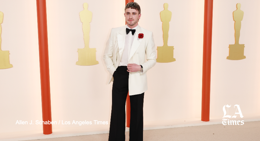 Lead actor nominee Paul Mescal at the #Oscars #redcarpet

More red carpet looks: latimes.com/entertainment-…