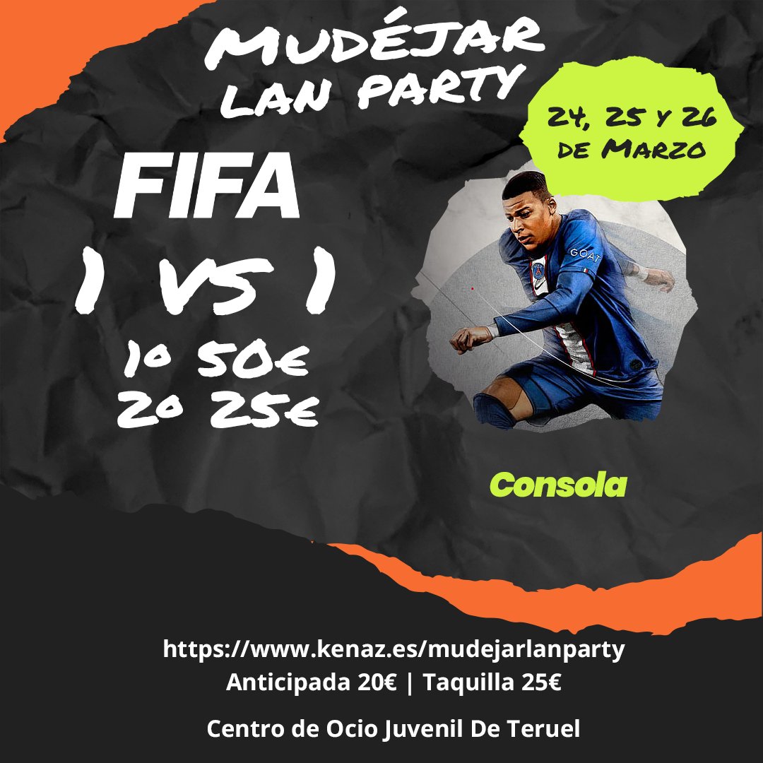 ¡Terminamos con otro clásico!

🏆#FIFA23 #PS4
🆚1vs1
🥇50€
🥈25€

Inscripciones en:
kenaz.es/mudejarlanpart…

#FIFA  #gamer #torneo