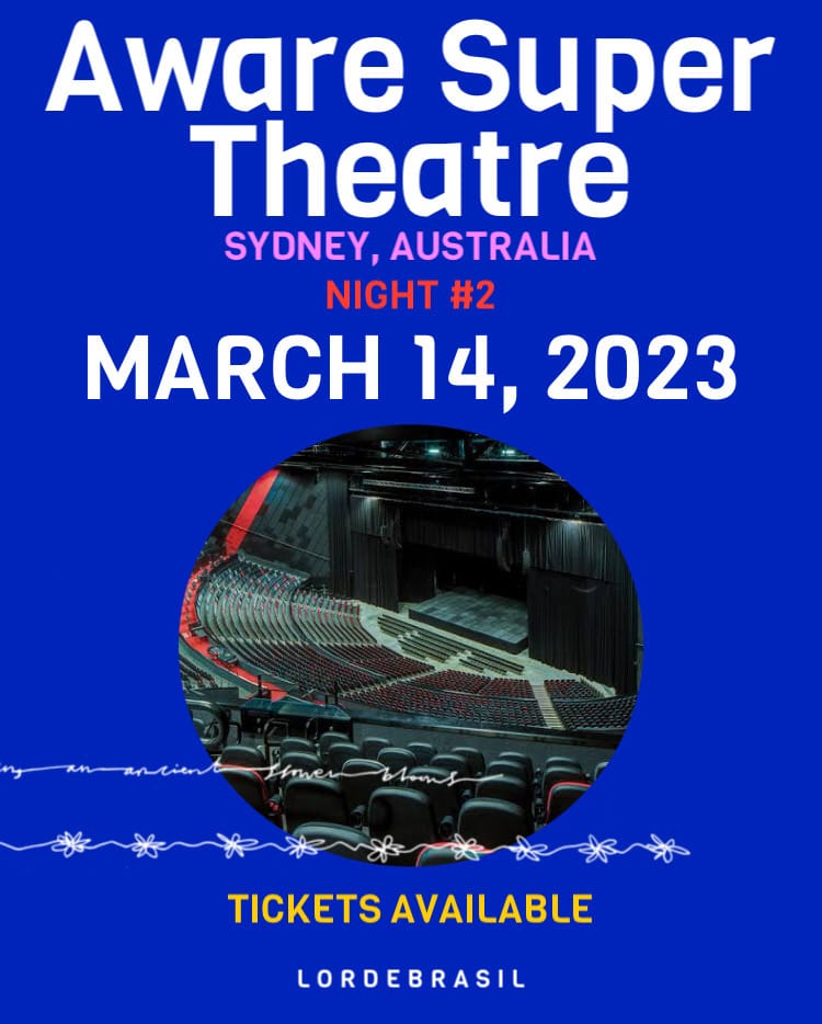 LordeBrasil's tweet photo. Sydney, it is your time to dance AGAIN!!! ☀️
O sexagésimo nono show da turnê acontece hoje para a segunda noite em Sydney (AUS). #solarpowerworldtour https://t.co/vPjYOba3T9