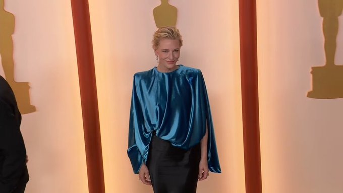 VVFriedman's tweet photo. Finally, on that Cate Blanchett #Oscars LV look, the top is from an archive collection and the skirt is made of sustainable silk. https://t.co/4qjr3kC548