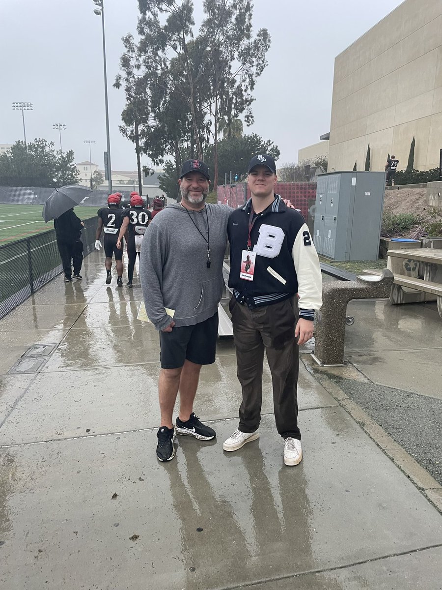 Had a great time in San Diego visiting <a href="/AztecFB/">San Diego State Football</a> and getting to watch a spring practice. Thank you for having me! <a href="/CoachMGoff/">Mike Goff</a> <a href="/NEmbernate/">Nik Embernate</a> @CoachDeakinSDSU <a href="/BrandonHuffman/">Brandon Huffman</a> <a href="/bcpfootball/">Bellarmine Football</a>