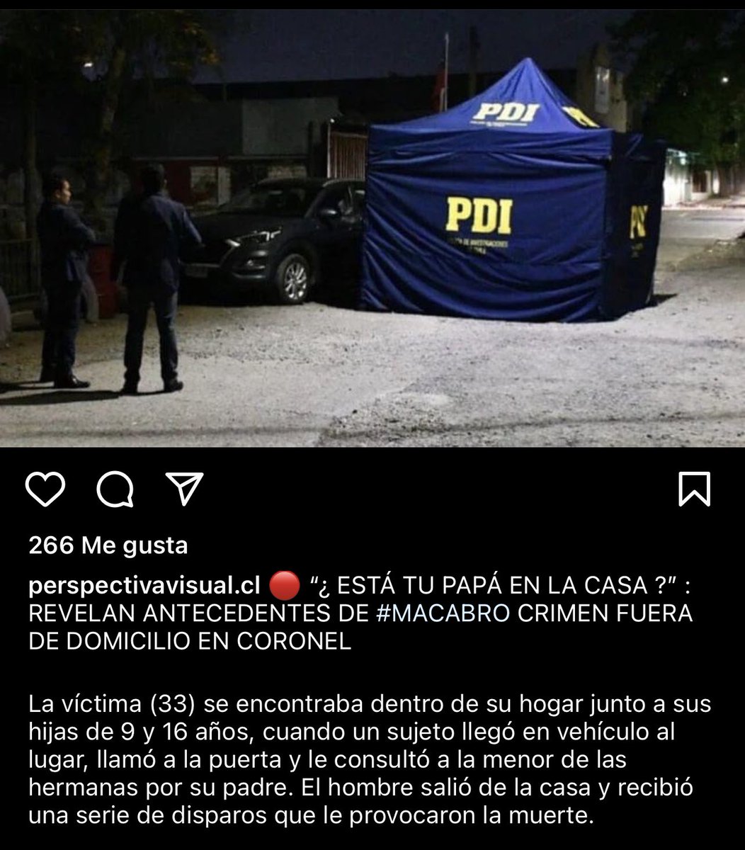 Para nadie es un misterio que esto se descontroló, mi más sentido pésame a las pequeñas niñas de #Coronel que lamentablemente presenciaron la muerte de su padre.  Según la última encuesta nacional de #Reserch #Chile lo que más pedimos los Chilenos es seguridad, y cómo no hacerlo.