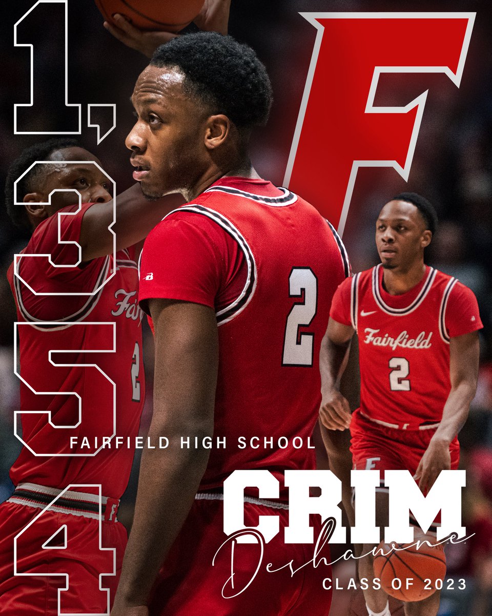 ππ ππ‘π¨ππ¨π π«ππ©π‘π² πΈ (@6sphoto) on Twitter photo π Fairfield High School Senior, Deshawne Crim is now the Indians all-time leading scorer, finishing his career with 1,354 points.
Crim broke the 56-year record last night, previously held by Mike Ruddle who scored 1,342 for the Tribe.
<a href="/CrimDeshawne/">Deshawne Crim</a> <a href="/FairfieldHS_MBB/">FairfieldHSBasketball</a> @GMCSports π Fairfield High School Senior, Deshawne Crim is now the Indians all-time leading scorer, finishing his career with 1,354 points.
Crim broke the 56-year record last night, previously held by Mike Ruddle who scored 1,342 for the Tribe.
<a href="/CrimDeshawne/">Deshawne Crim</a> <a href="/FairfieldHS_MBB/">FairfieldHSBasketball</a> @GMCSports