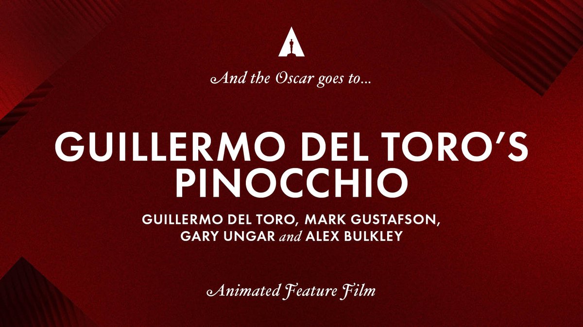 "Pinocho" y "Guillermo del Toro": 
Porque ganó el premio a Mejor Película Animada en los #Oscars.