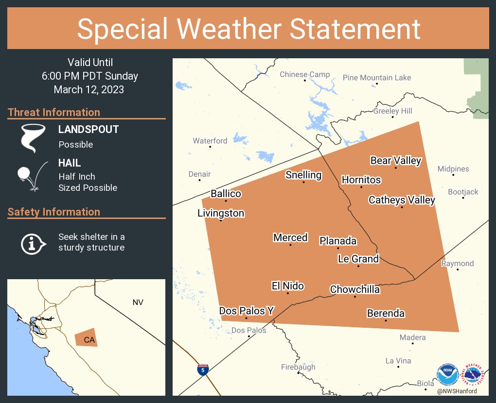 NWS Hanford on Twitter "A special weather statement has been issued