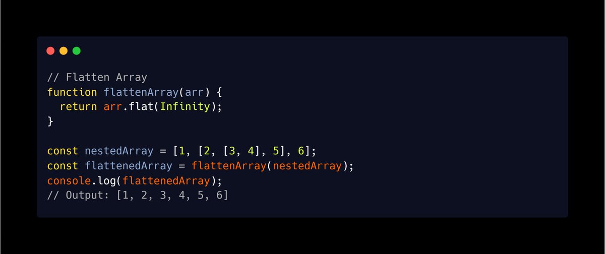 Prabhu933's tweet image. Flatten Array (approach 2)
#javascript #logicalprogramming #logicbuilding #dsa