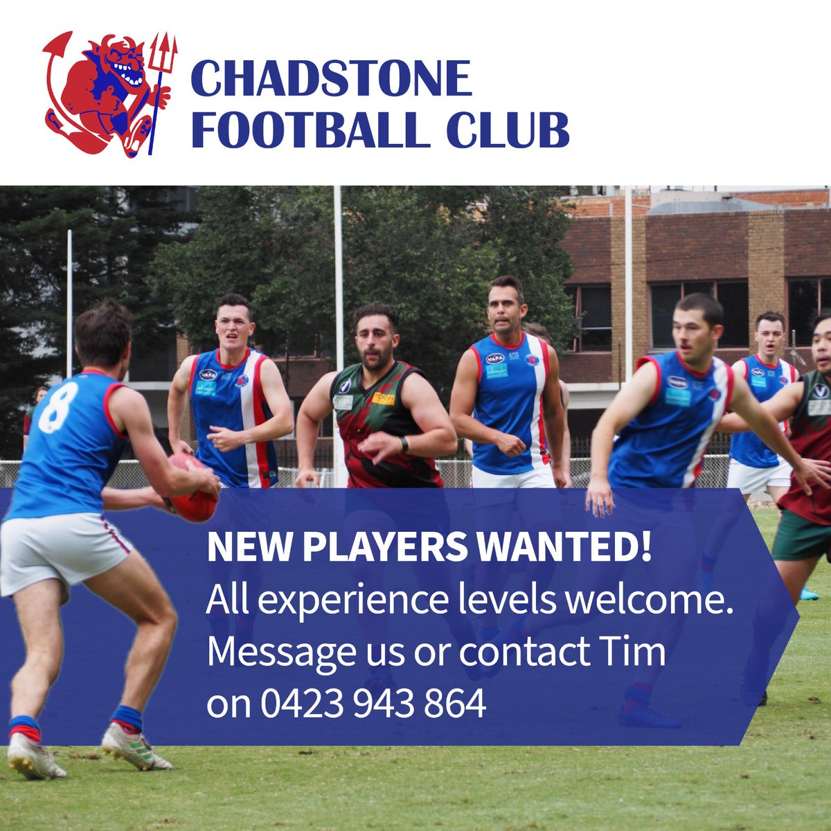 If you are interested in making some new mates, getting fit and having some fun, come join our club!
We are looking for players of all skill levels, with an aim to expand our club to two teams!
Training on Mondays and Wednesdays for the moment, moving to Tuesday/Thursday soon.