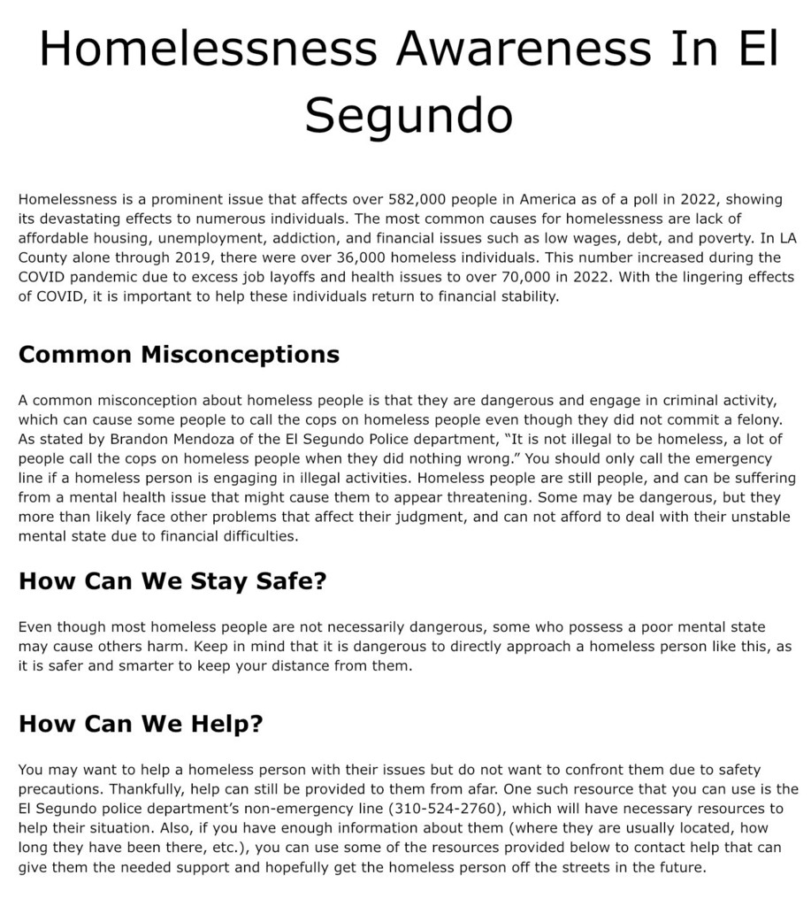 **8th grade Community Project Post**
Kapish Joshi would also like the following links posted: 
epath.org
lahsa.org/homeless-count
harborinterfaith.org