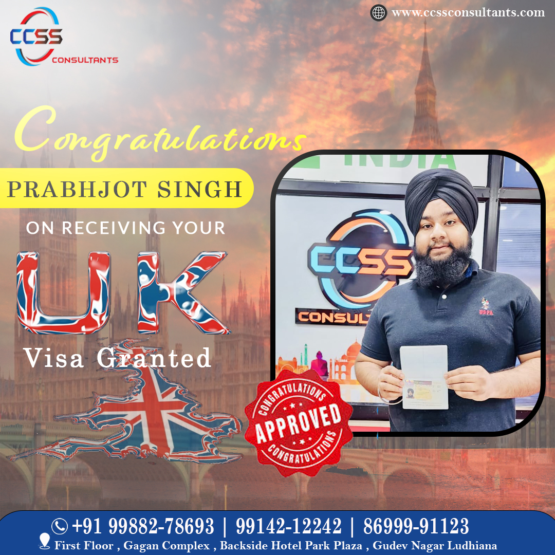 #successstory 🇬🇧UK VISA GRANTED !!!

Congratulations Prabhjot Singh for UK Visa !!

*You Can Be Next One?*

💢Call/Visit us Today ↙️
☎️ +91-99882-78693, 99142-12242, 86999-91123 Call Now.

#ccss #ccssconsultants #visaapproved #visaconsultants #internationalstudents #ukspousevisa