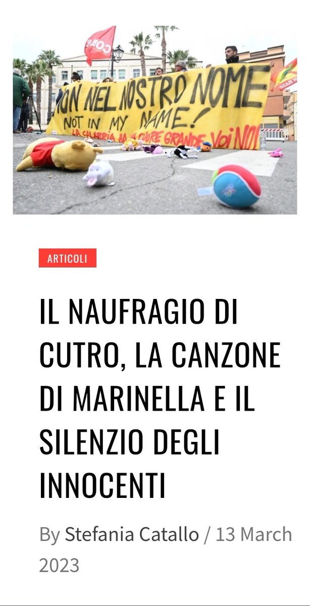 stefaniacatallo's tweet photo. CUTRO, LA CANZONE DI  MARINELLA E IL SILENZIO DEGLI INNOCENTI leggi su #thewomensentinel 
#Cutro
@saveriolakadima
https://t.co/ekBxThBMvA https://t.co/xVEj5PvYP0