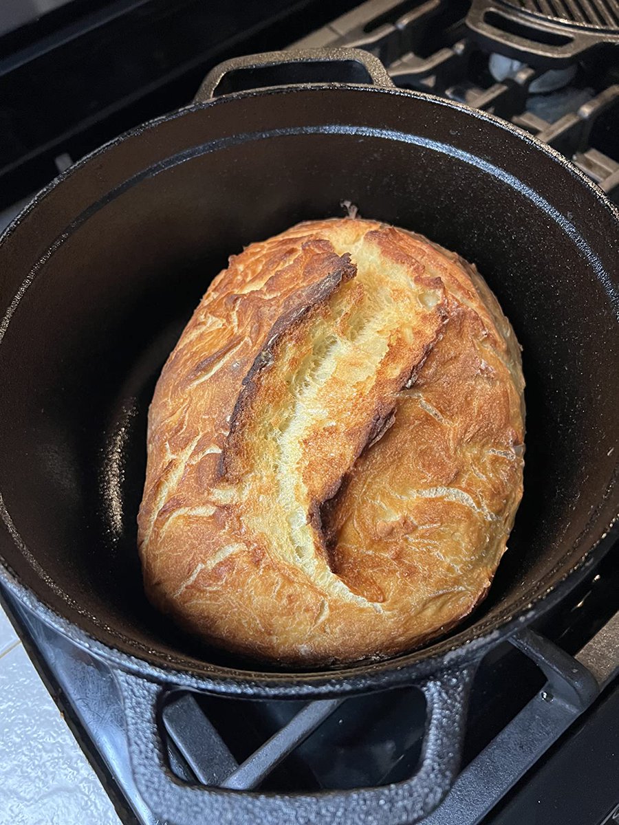 clockitchen's tweet image. "These are great for baking bread. I bake a loaf every three days." 🍞👌

🎉👨‍🍳 Exciting review of our 2 in 1 Enameled Cast Iron Dutch Oven by John LaRocque! 🙌

 #baking #castironcooking #yum #homemadebread