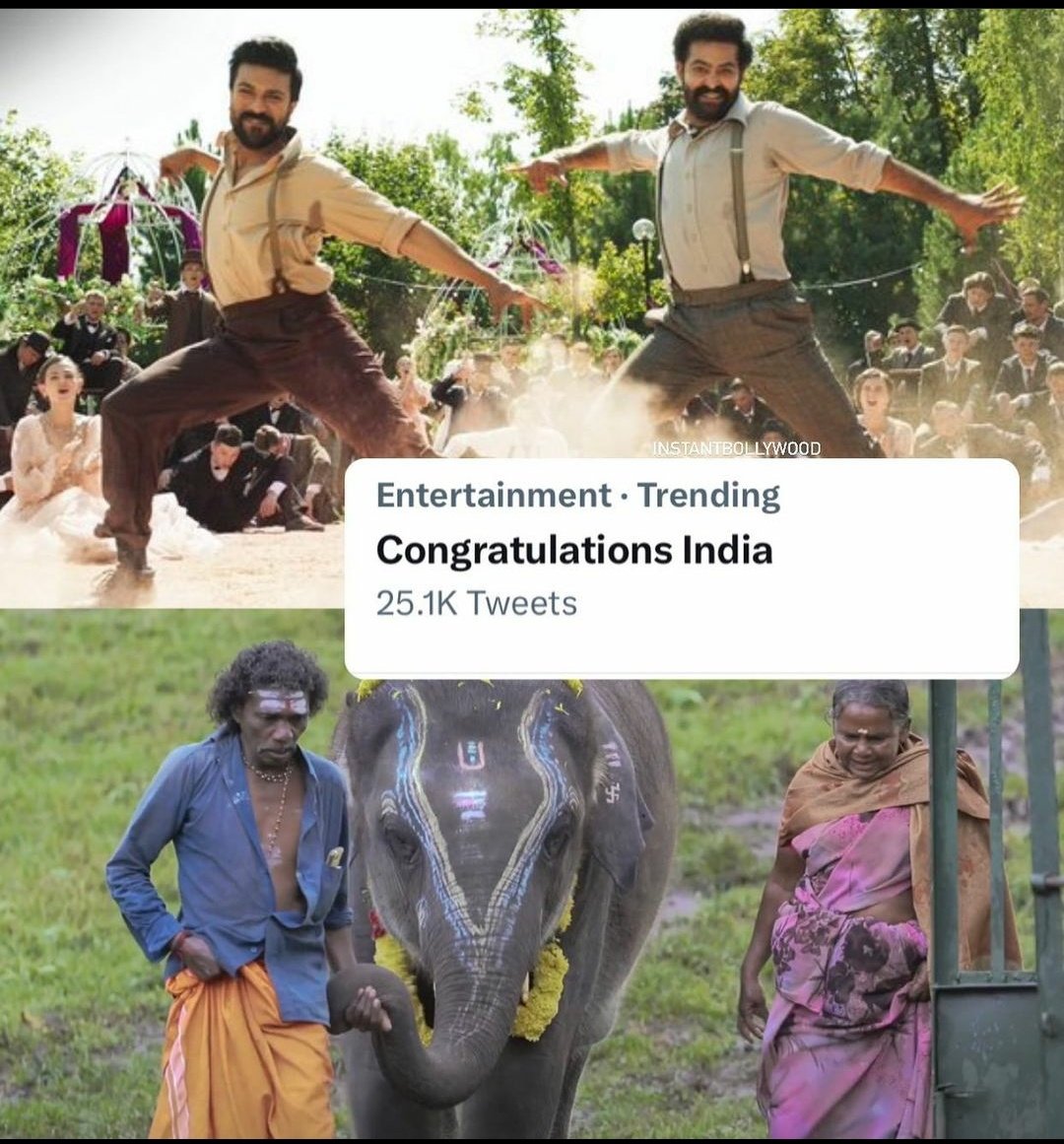 #congratulationsIndia itsss trending 🔥 Indeed a proud moment ❤️
#Oscars #Oscars2023 #AcademyAwards2023 #AcademyAwards #NaatuNaatu #TheElephantWhisperers #