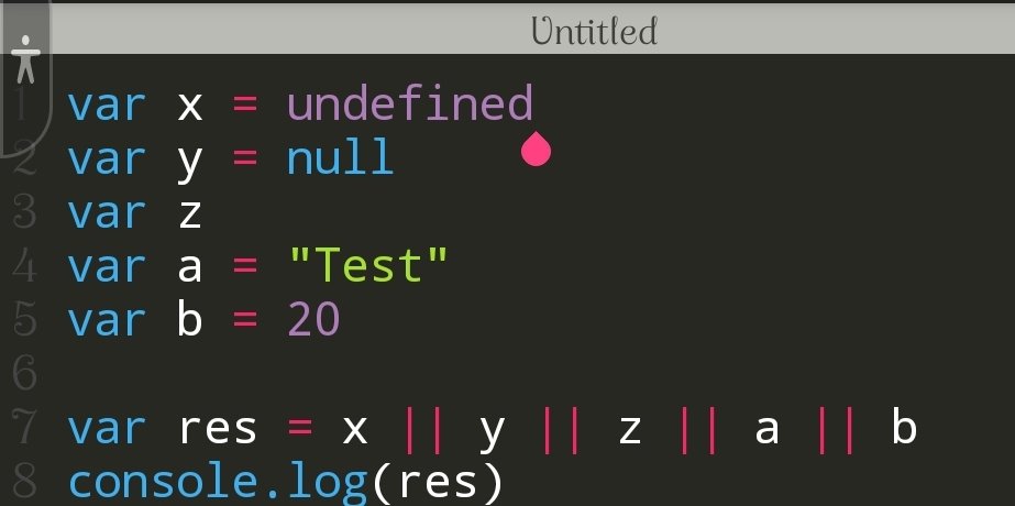 djeffssource's tweet image. var x = undefined
var y = null
var z
var a = "Test"
var b = 20
var res = x || y || z || a || b
console.log(res)
#javascriptframework #javascript #frontendwebdeveloper #vuejs #angularjs #ReactJS #nextjs #fullstackdeveloper