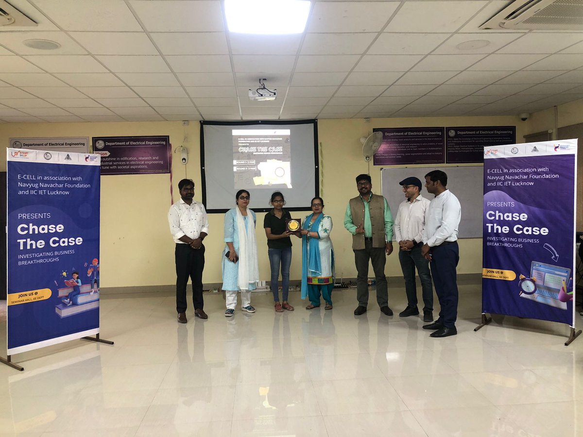 NNFIET's tweet image. Felicitation by Director &amp;amp; Team of Navyug Navachar Foundation @iet_lucknow  to winner &amp;amp; runner-up of CHASE_THE_CASE Final round. Organized by #NNF &amp;amp; #ECell 
 Winner #Team_Hellfire
#Runner_UP #Team_NK
@AKTU_Lucknow @ErAshishSPatel @InnovationHubUP @startupindia @UPStartuppolicy
