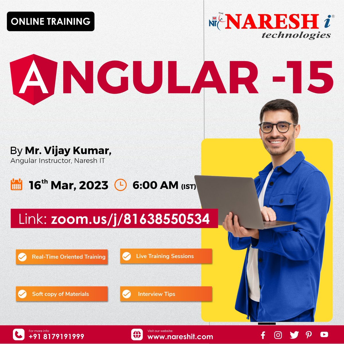 nareshitech's tweet image. ✍️Enroll Now: bit.ly/3JaEhkx
👉Attend Free Demo On Angular- 15 by Mr. Vijay Kumar.
📅Demo On: 16th March @ 06:00 AM (IST).
For More Details:
🌐Visit: nareshit.com/new-batches-hy…
#Angular15 #webdevelopment #education #learning #courses #software #it