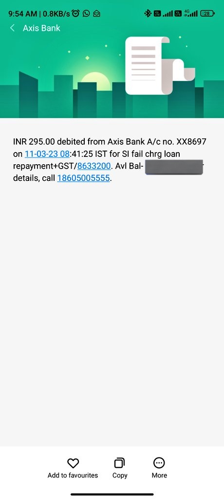 Upali0703's tweet photo. @AxisBankSupport What are these SI charges? You are charging for EMI bounce and also these SI charges? It's a perfect loot of customers. @RBI why there is no control on these private banks? https://t.co/67wNqSlcs2