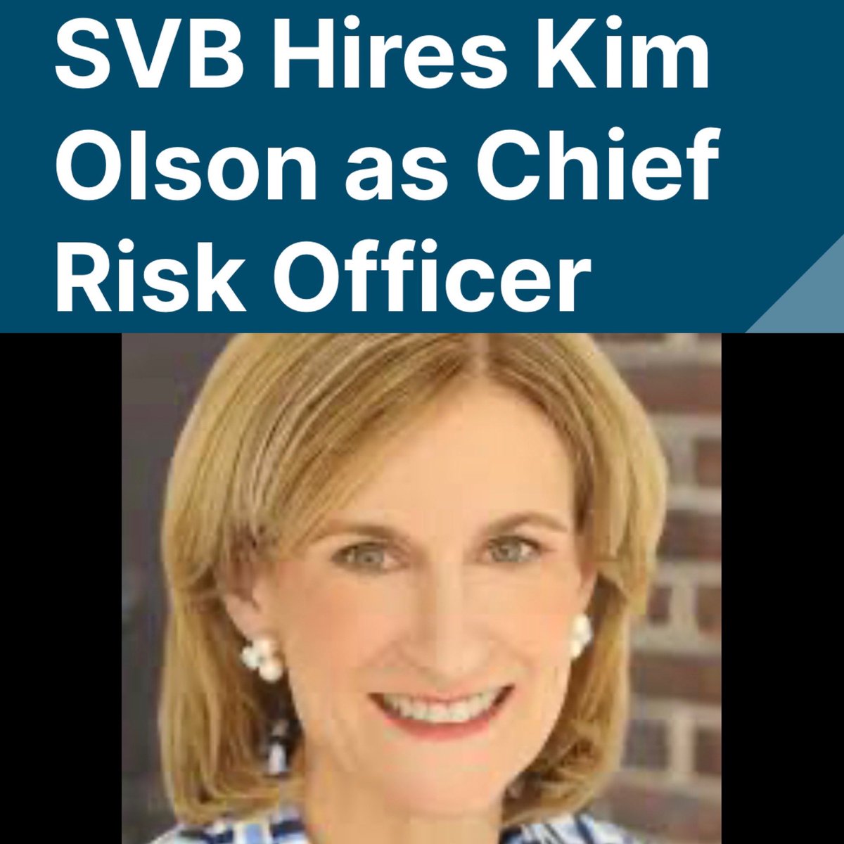 If you are wondering why #SiliconVallyBank was #bailedout it’s because the Freaking Chief Risk Management Officer was a former 
NEW YORK FEDERAL RESERVE member 

Kim Olson, who started her career 30 years ago at the Federal Reserve Bank of New York, is now lead SVB to #bankruptcy