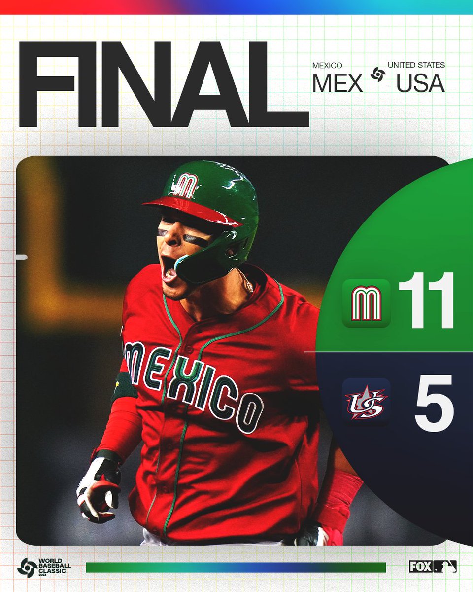 🇲🇽🇲🇽🇲🇽

Mexico was in control from start to finish as they defeat USA in their 2nd game of the WBC!