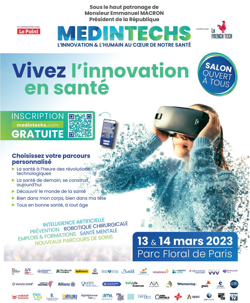 Départ ce lundi pour une semaine très chargée à Paris où je commencerai par la visite de #MedinTechs, 2ème édition du salon dédiée aux innovations en santé &amp; #Esanté au service du citoyen et de sa santé, ce 13/14 mars au Parc Floral de Paris 

👉 bit.ly/3Jc0eQn #hcsmeufr