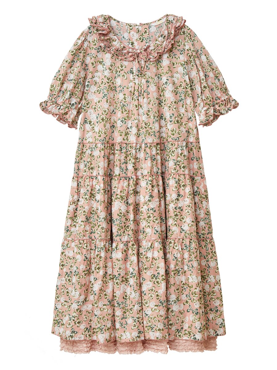 White Cloverプリントミディワンピース　ピンク