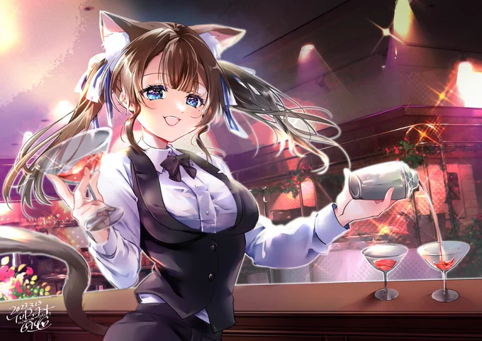今日もあの子がいるBARに会いに行くSkeb依頼ありがとうございました#Skeb  #苺のえなーと 