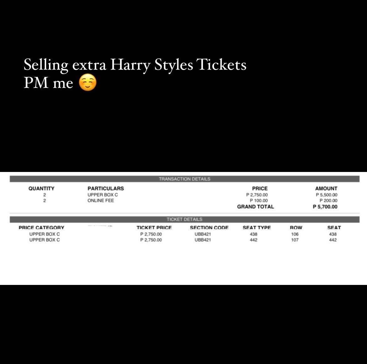 cioussssssss's tweet photo. FOR SALE ‼️
DISCOUNTED ‼️

Harry Styles Love On Tour Manila 
March 14, 2023

2 UBC tickets

#LoveOnTourPH 
#HarryStylesPH https://t.co/EZGB0ifB1S