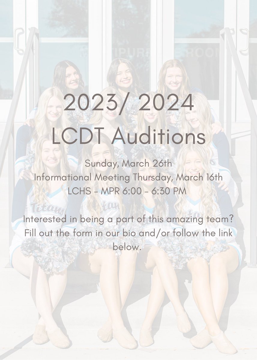 LC_Dance_Team's tweet photo. This week… We will be in touch with those who have already submitted their forms, on Monday, March 13th. See you all soon! 💙🤍 https://t.co/MGtnpFENZd