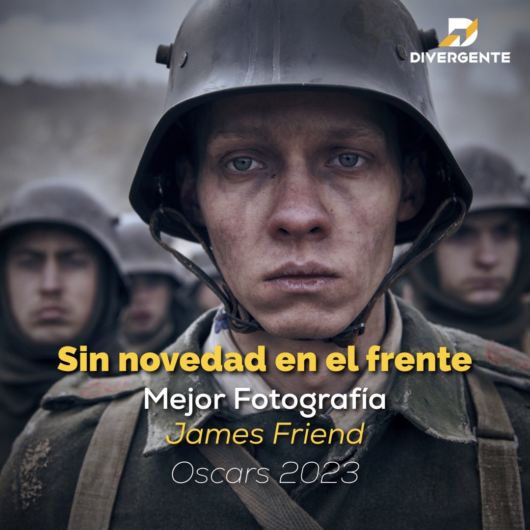 divergente_info's tweet photo. #Oscars2023| #JamesFriend se ha llevado la estatuilla a mejor dirección de fotografía, por la película “Sin novedad en el frente”. https://t.co/qvkKA6kb7D