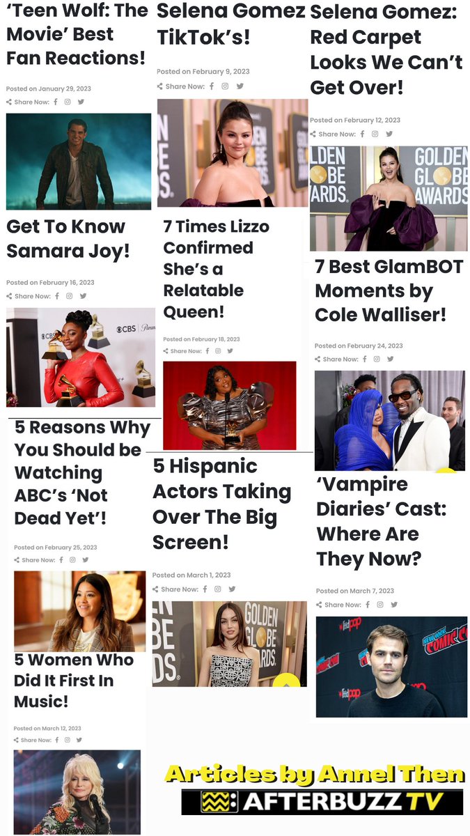 annel_then's tweet photo. Read Them Here!
https://t.co/tuJ6dJ5bMj
#afterbuzztv @afterbuzztv #articles #celebs #artists #musicians #selenagomez #tylerposey #samarajoy https://t.co/YXnrvuRIs5