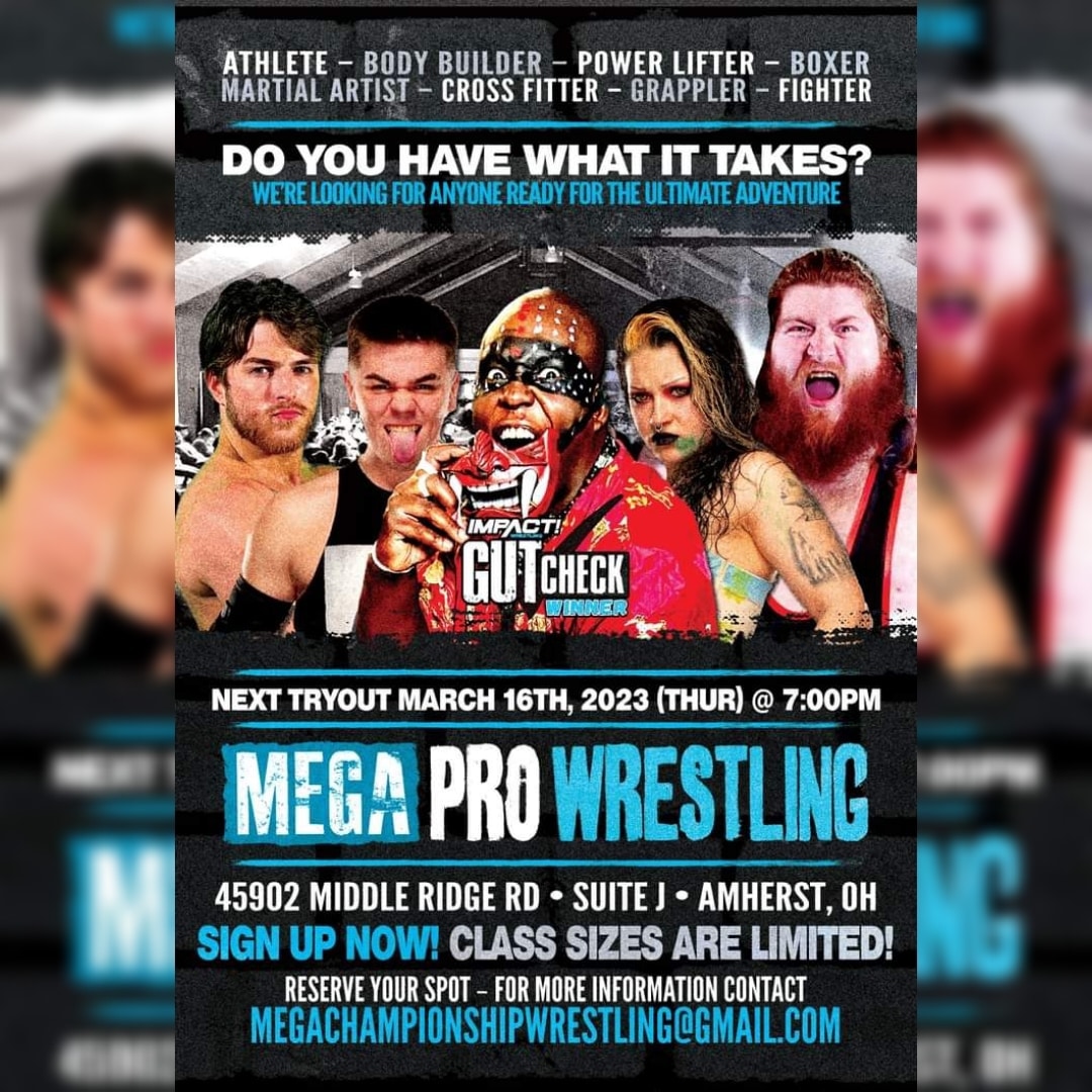 MegaWrestling's tweet photo. MEGA MAFIA, Just a few spots remain for our next tryout on March 16 . Join the family ! Reserve a spot for this free tryout and information session by email at megachampionshipwrestling@gmail.com! https://t.co/QAkCCHUxh6
