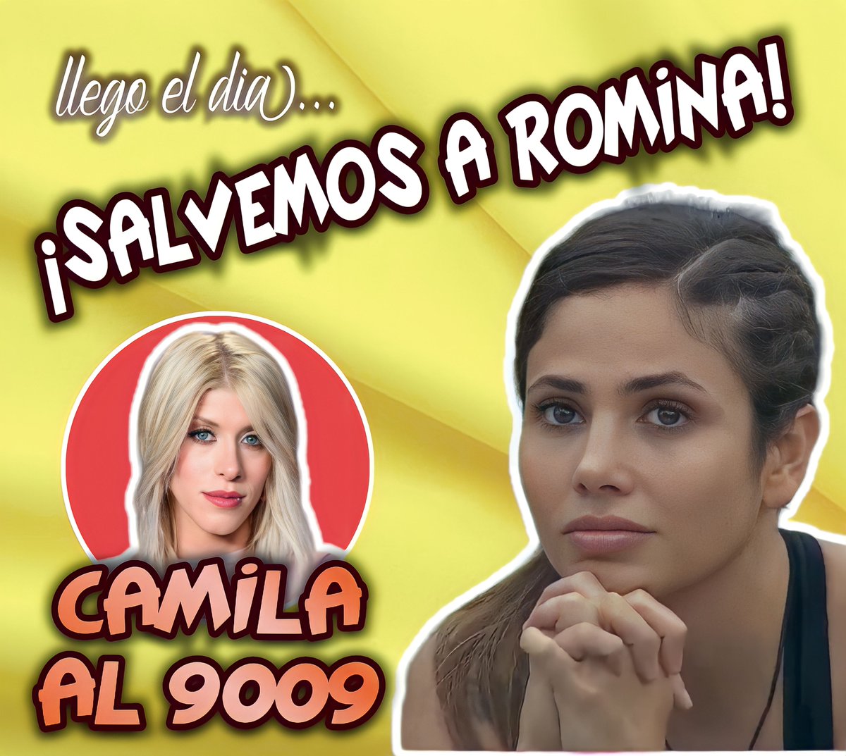 EncuestasShow's tweet photo. 📲CAMILA al 9009

Salvemos A Romina!!!!

#GH #GH22 #GH2022 #GranHermano #CAMILAAL9009 #ChauCamila #RominaALaFinal #RomiALaFinal https://t.co/1tFpJaJzfO