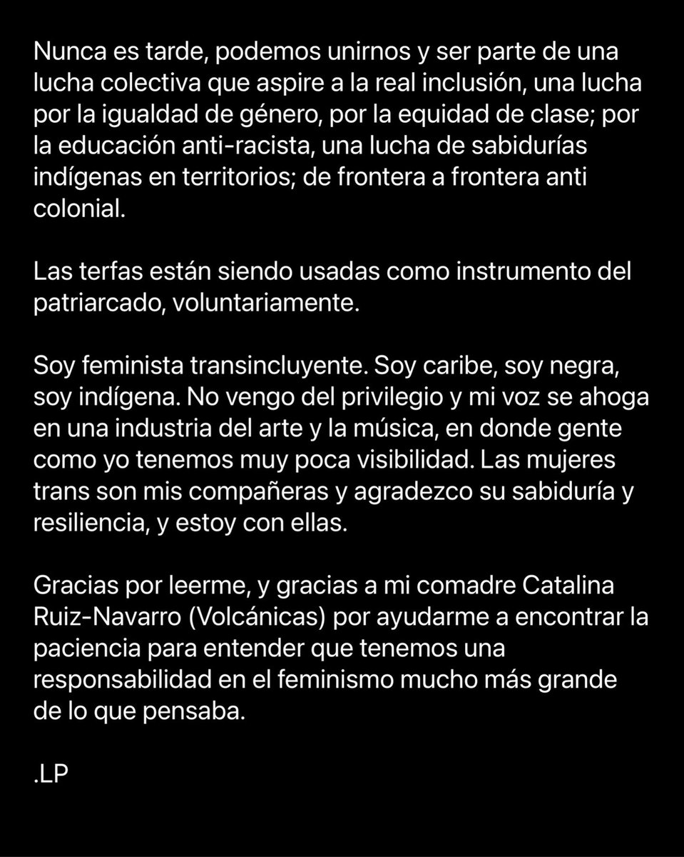 LidoPimienta's tweet photo. Mi respuesta a feministas terfas, y a quienes ofendí en mi publicación anterior: https://t.co/pkRhJmh8cp