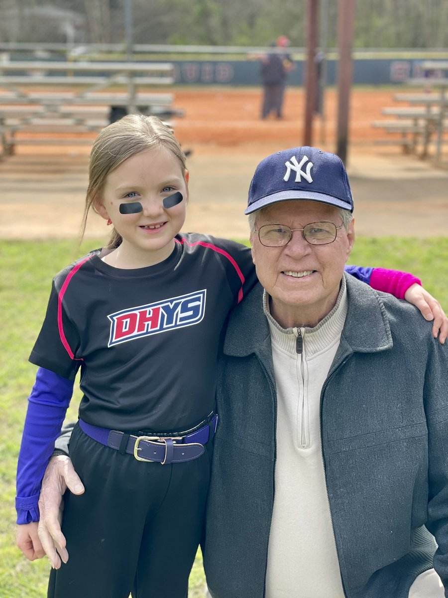 Baby girl went 3/3 today with her g-pa looking on. #softball
