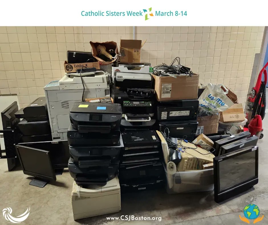 csjboston's tweet photo. Thank you to all our sisters for all their contributions to this year’s E-waste collection! Special thanks to our staff members as well who helped make this all possible.
#csjboston #csj150 #catholicsistersweek https://t.co/YIXf0QzxUZ
