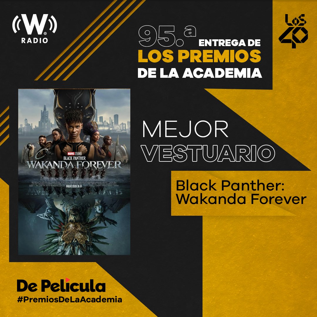 WRADIOMexico's tweet photo. #Oscars | Mejor Vestuario para #BlackPanther #WakandaForever

#AcademyAwards 

🟠 https://t.co/ibKwjpgqAh https://t.co/dPJmtqtTBg