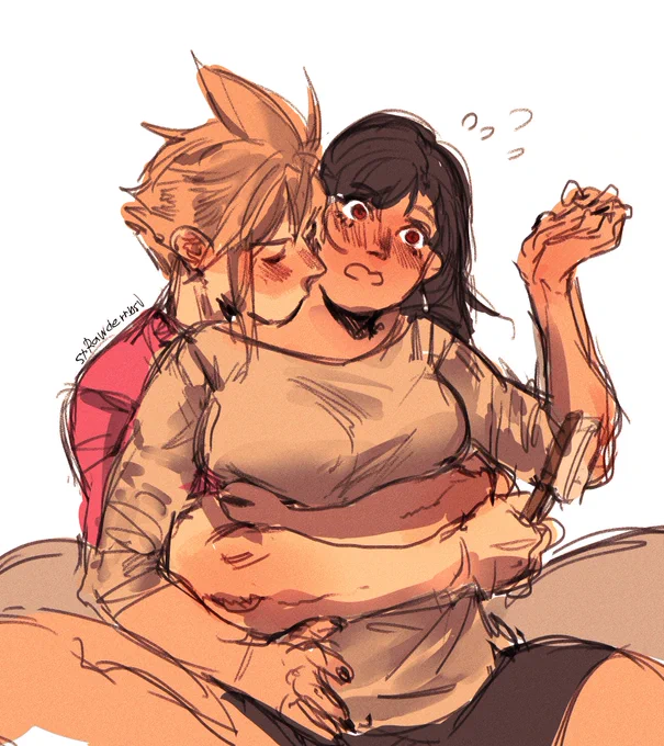 He was brushing her hair, but then suddenly attacked with a kiss  