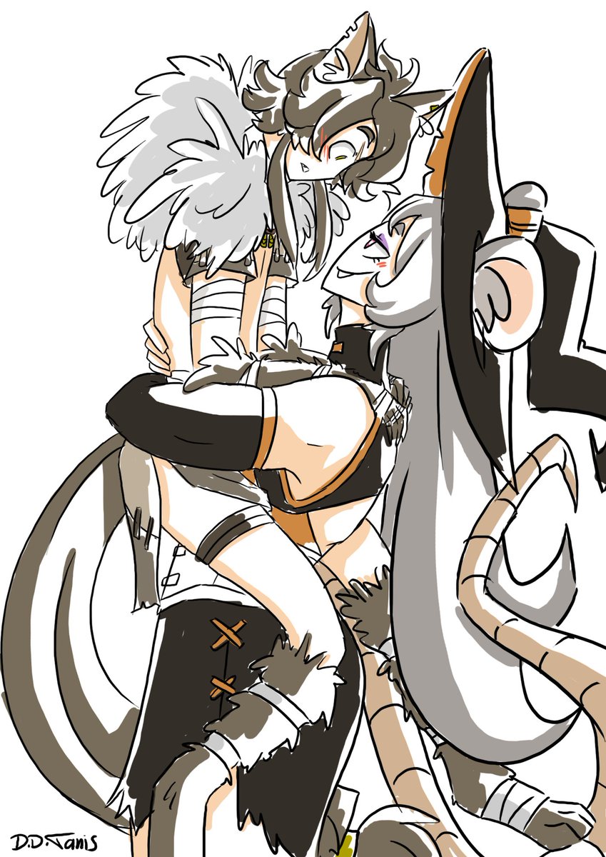 DragonTanis's tweet image. i regret nothing. fanart doodle of @BasilWoof_
 and @bootoober with their body types swaped .
 #Werework  #BooTheART