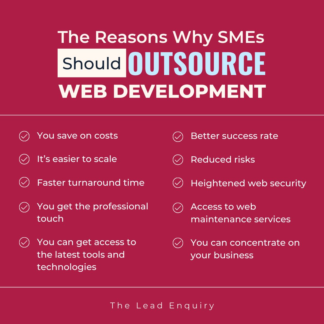 TheLeadEnquiry's tweet image. Do you want to develop your website to attract clients but don't know how to do it alone? Outsourcing web development is the answer. Here are the reasons why your SME should outsource!
#webdevelopmentoutsourcing #bpo #businessprocessoutsourcing