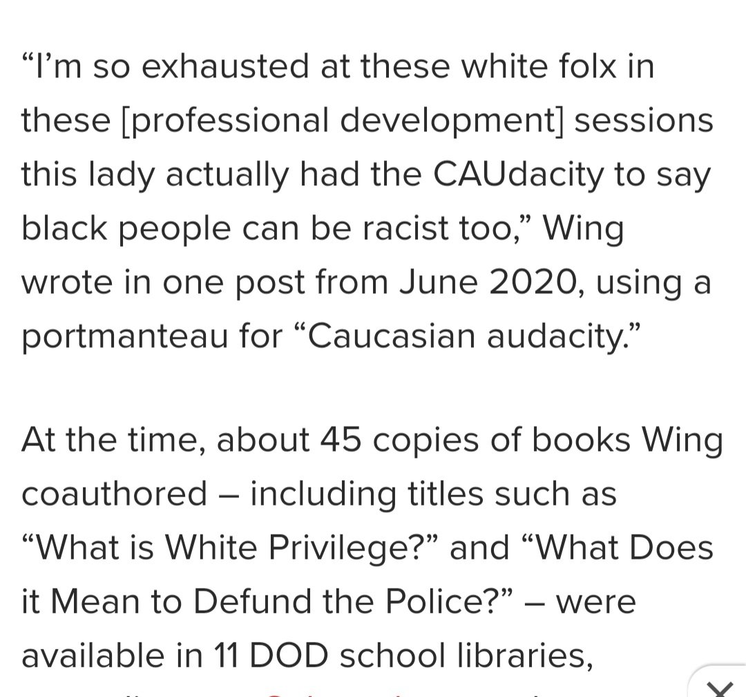 DrRandallBock's tweet photo. "The #Caudacity of Trope"
Caudacity much, folx? PS what's the term for looking at everything through a racial lens? And grouping individuals in that manner?
This from kelisa wing
U.S. Department of Defense (DoD)
diversity equity inclusion
DEI ESG
https://t.co/kSfe9r8SBE https://t.co/jWFcP30Ndb