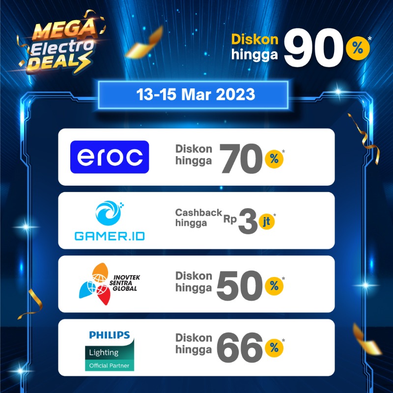 tokopedia's tweet photo. Sambut bulan Ramadan dengan lengkapin peralatan gaming dan elektronik biar ngabuburit tetep seruuu!! 🤩🤩
Cus ke Mega Electrodeals sekarang mumpung ada diskon sampai 90%!
#adsolmedbrands #adsol #promotokped