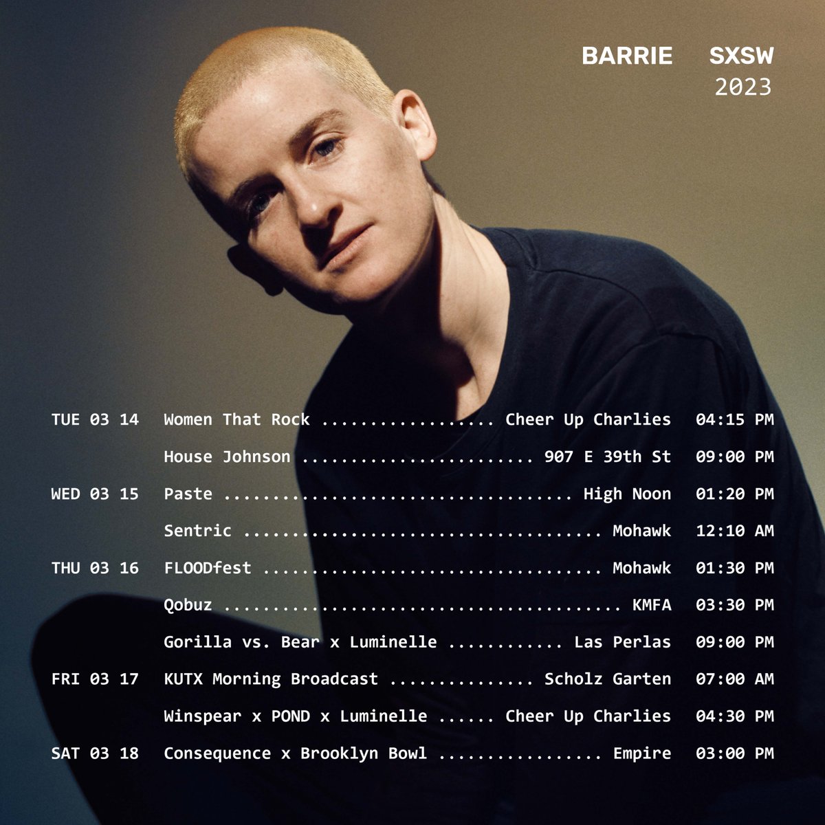 barrieshhh's tweet photo. Full SXSW schedule 🫐 https://t.co/WVCt9KJ4ym