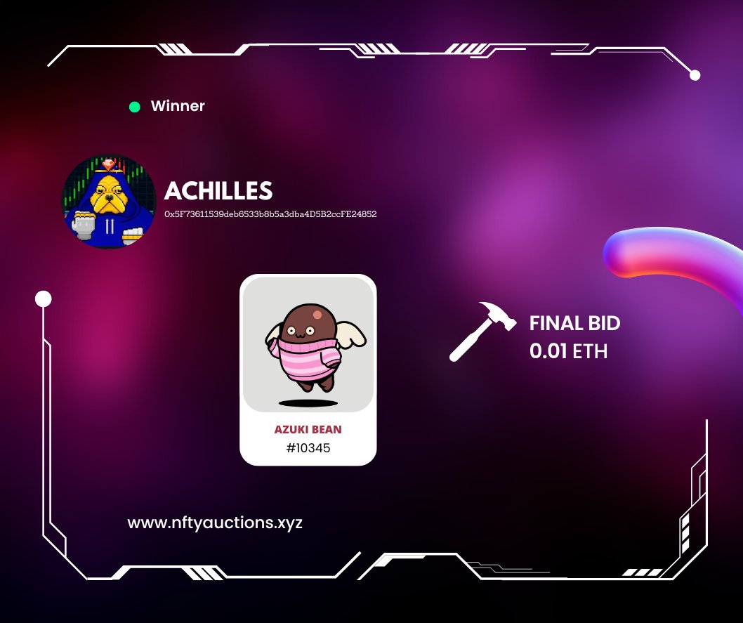 Looks like <a href="/NFTpsychoz/">ACHILLES</a> was too busy winning auctions to notice the USDC drama this weekend. 

He acquired a Checks for 0.95E and an Azuki Bean for 0.01 ETH.

Make sure to join our Discord and turn on notis to bid on the next auction!