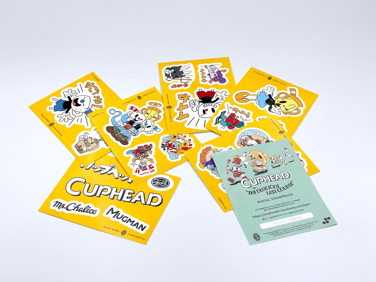 sdxgames's tweet photo. ＼＼封入物のご紹介／／
4/20発売の『Cuphead』に封入されるグッズが仕上がってきたので、少しずつご紹介💝

第一弾👉レトロスタイルシールセット
『The Delicious Last Course』オリジナルサウンドトラックのダウンロードコードも一緒に入っています👀

永久封入特典なので、購入すれば必ず貰えます🙌 https://t.co/juTW1xZefu