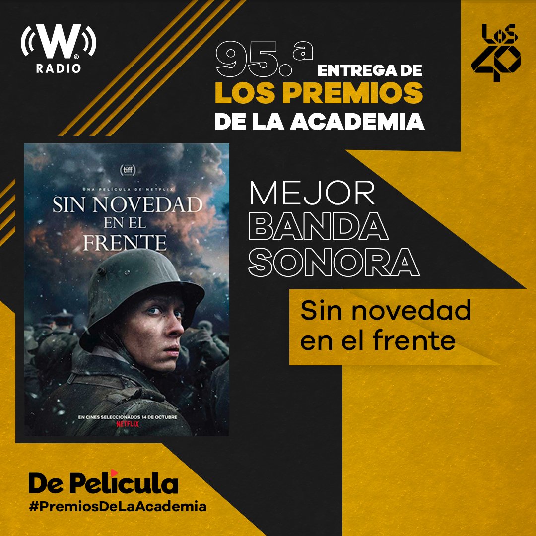 WRADIOMexico's tweet photo. #Oscar |  Mejor banda sonora es para #SinNovedadEnElFrente #AcademyAwards 

🟠 https://t.co/ibKwjpgqAh https://t.co/nf5PGLaTJM