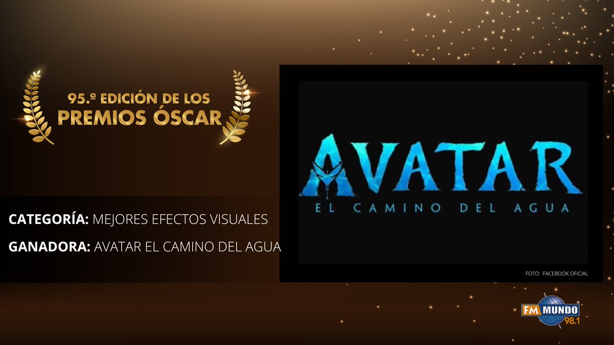 fmmundo's tweet image. #FmMundoPremiosÓscars | Los efectos visuales de #Avatar El camino del agua son impresionantes, desde los personajes hasta los escenarios acuáticos. ¡No es sorprendente que la #VisualEffectsSociety le haya otorgado nueve premios! Hoy se alza con la codiciada estatuilla.