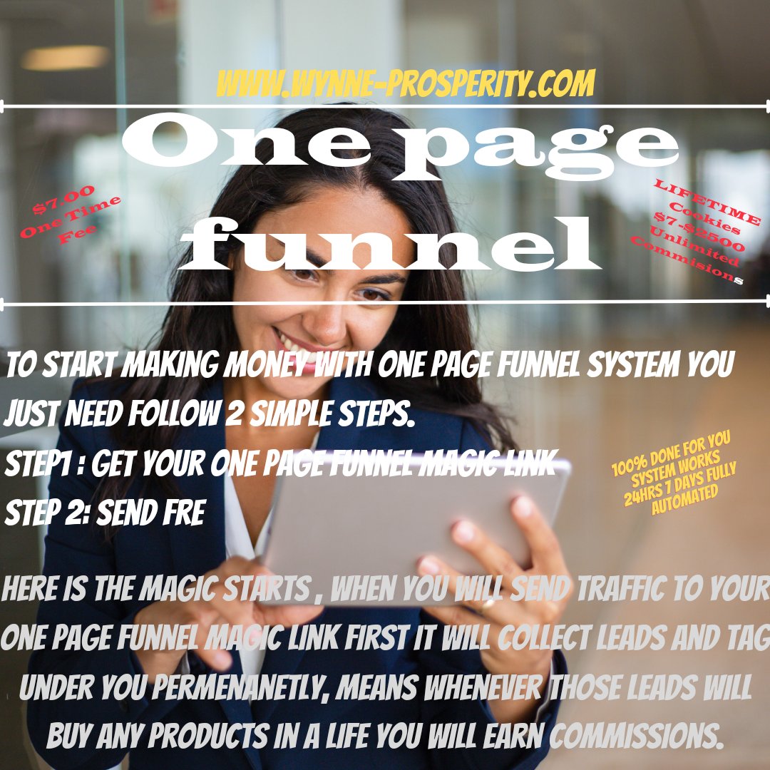 McLuvn_2011's tweet image. Are you interested in affiliate marketing and earning automated commissions without much effort? Check out this unique one-page funnel system that pays commissions between $7 and $2500!  Click here  wynne-prosperity.com/Onepagefunnel

#AffiliateMarketing #AutomatedEarnings #OnlineIncome