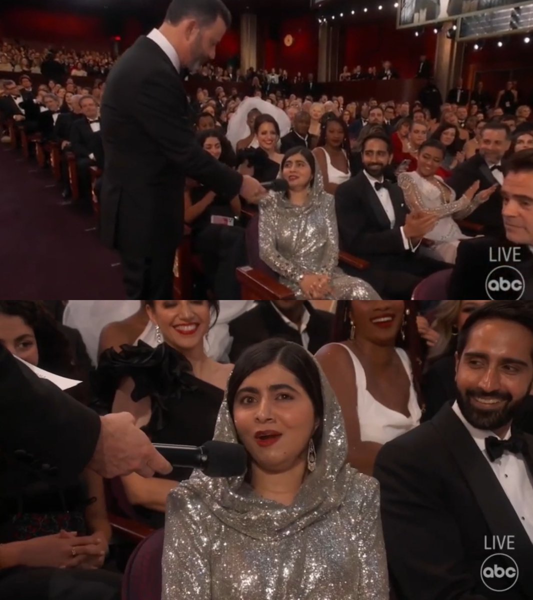 PopBase's tweet photo. Malala gets asked by Jimmy Kimmel if she thinks Harry Styles spit on Chris Pine at the #Oscars: 

“I only talk about peace.” https://t.co/Ph5o2HaYPp