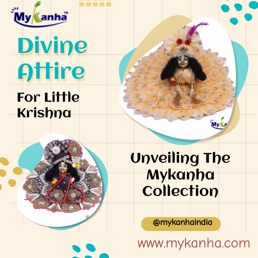 Looking for the perfect poshak for your little Kanha? Look no further than mykanha! 😍 Our collection features the most unique and beautifully designed dresses for your beloved lord Gopala. 
#MyKanha #KanhaDress #PoshakLove #LordGopala #KrishnaBhakti #DivineFashion