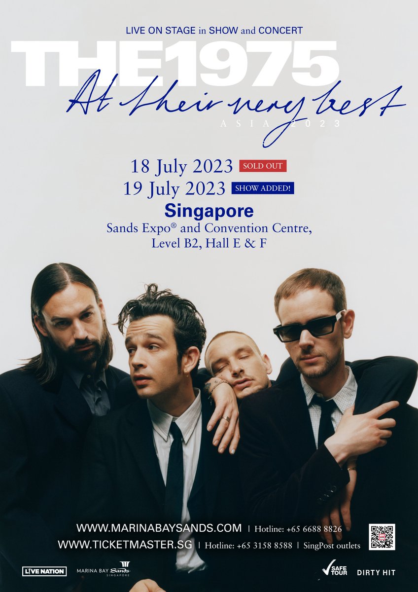 livenationsg's tweet photo. Due to overwhelming demand, we are pleased to announce a second show for @the1975  #AtTheirVeryBestTour in Singapore happening on Wednesday, 19th July! ❤️‍🔥

Tickets are on-sale NOW! Grab them before they are gone! ⏰ https://t.co/WWNgDwwEZG